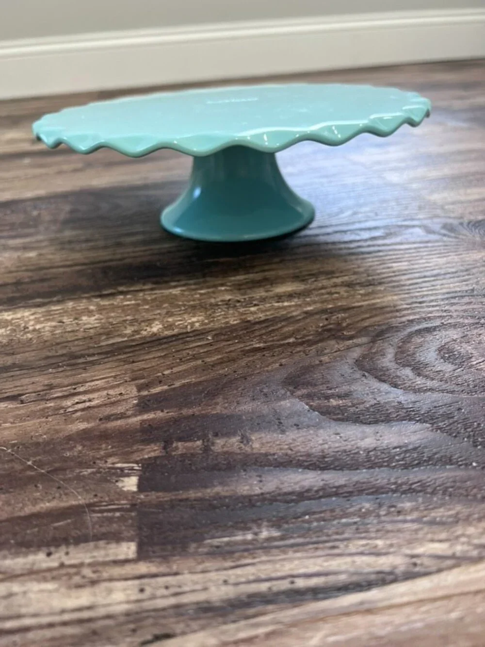 Susie Cakes Aqua Scalloped Cake Stand Pedestal | Aqua Dessert Display